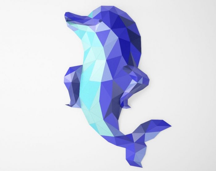 Cheerful Dolphin Wall Decor, Papercraft  PDF  Template, DIY