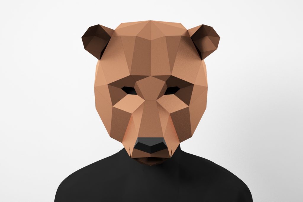 Máscara de oso DIY, Máscara Low Poly, Máscara de artesanía de papel ...