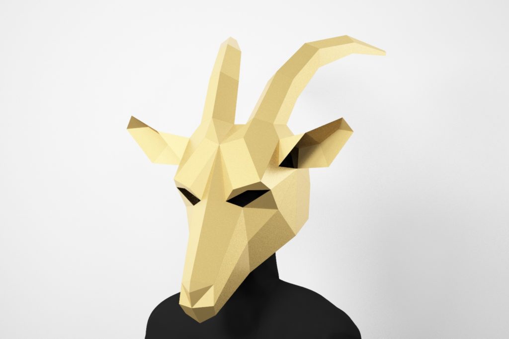 Goat Low Poly Mask, DIY Paper Craft Mask Goat, PDF Template For 3D ...