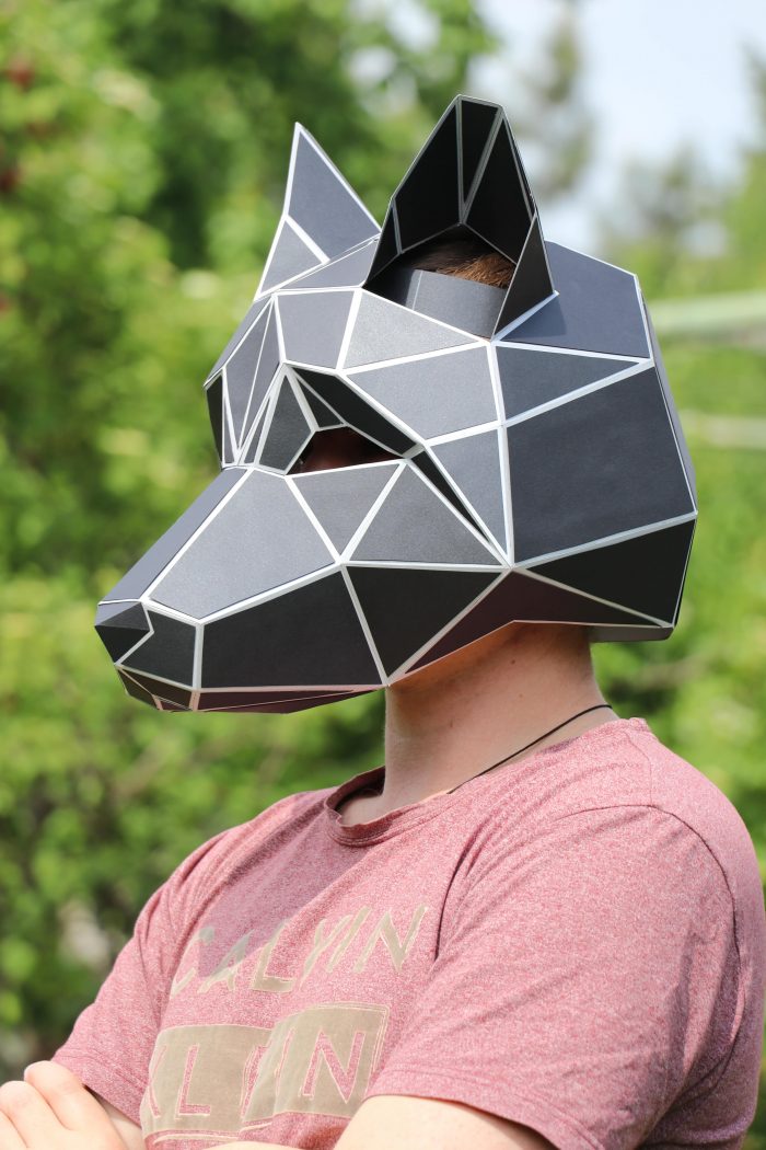 artisanat en papier masque de loup