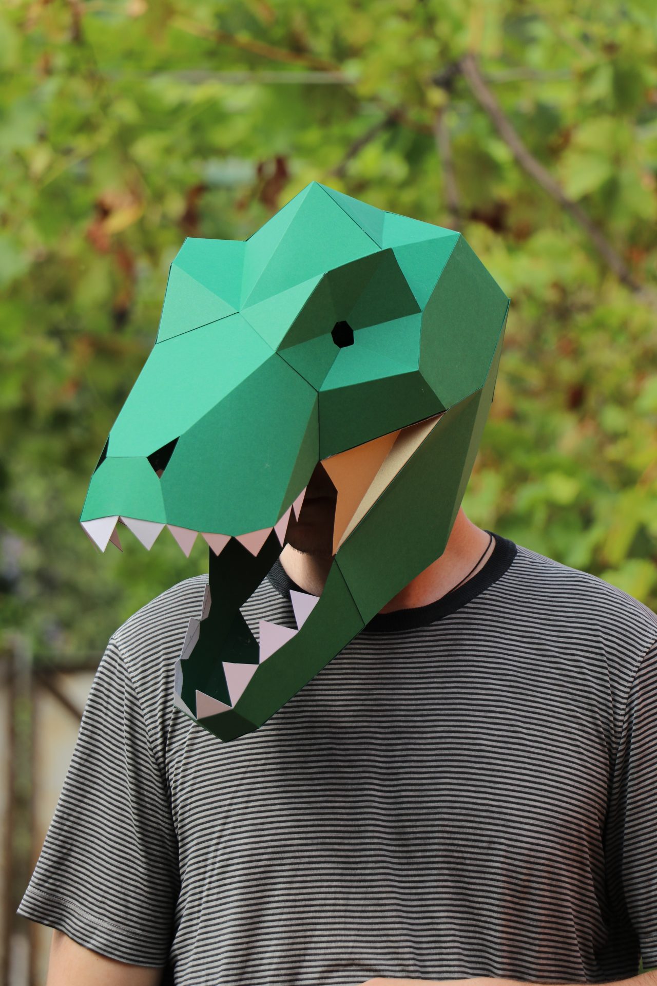 T rex Low Poly Mask DIY Paper Craft Mask Dinosaur PDF Template For 3D