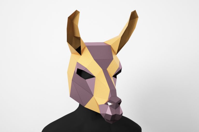 Lama Low Poly Mask, DIY Paper Craft Mask Llama, PDF Template For 3D ...