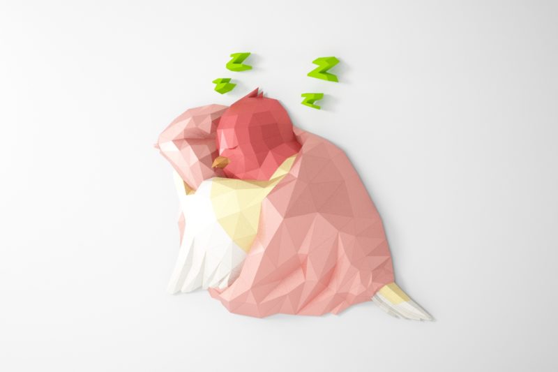 Sleeping Bird Papercraft PDF Template, Low Poly DIY sculpture - LACRAFTA