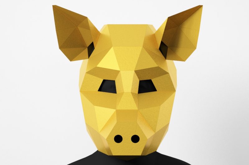 Pig Low Poly Mask, DIY Paper Craft Mask Pig, PDF Template For 3D Masks ...