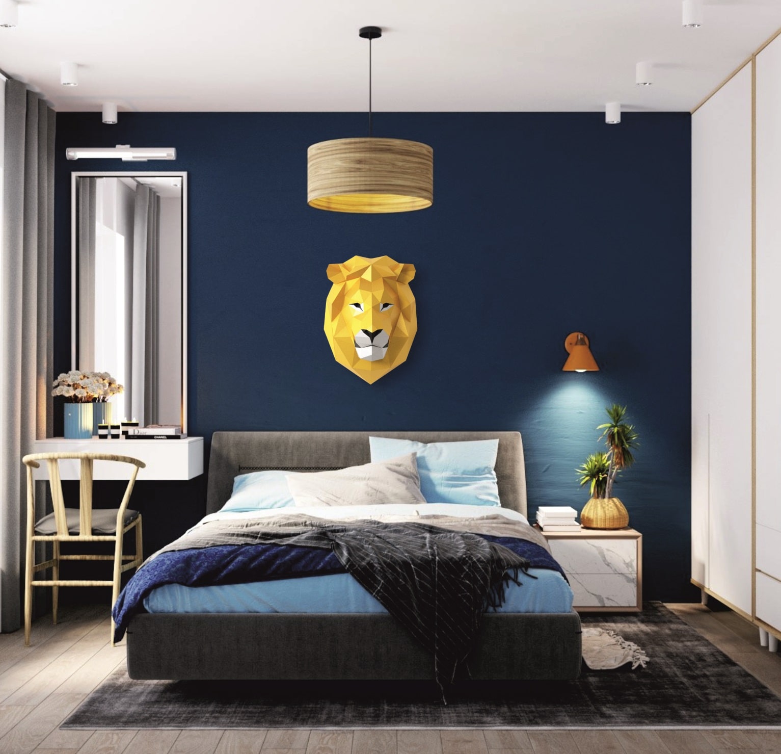 Lion Head Wall Decor, Polygonal sculpture, PDF Template, Lion Low Poly DIY sculpture - Image 12