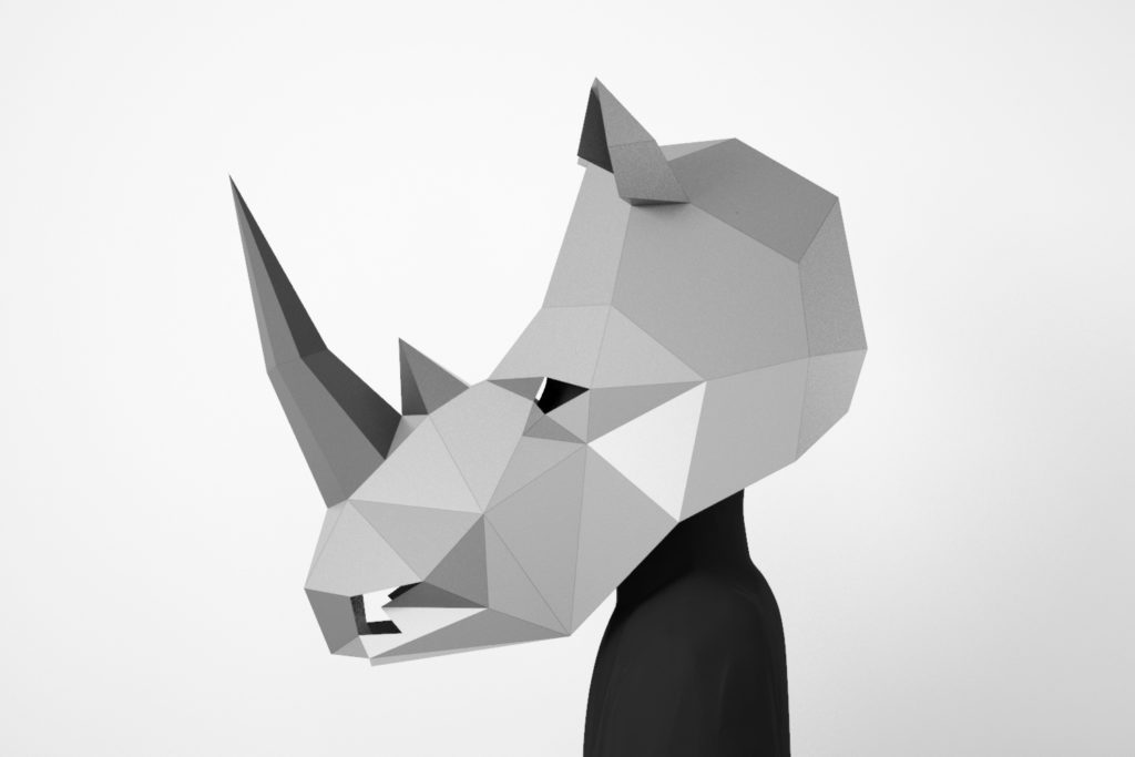 Rhino Low Poly Mask, DIY Paper Craft Mask Rhino, PDF Template For 3D ...