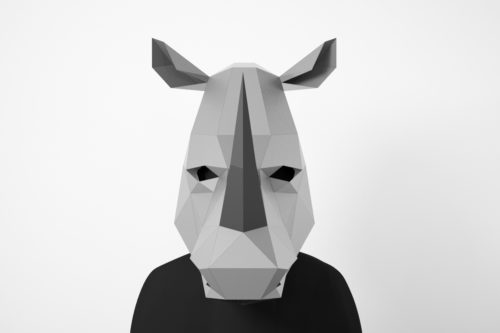 Rhino Low Poly Mask, DIY Paper Craft Mask Rhino, PDF Template For 3D ...