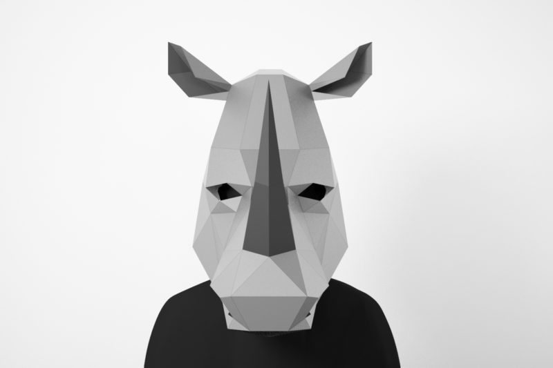 Rhino Low Poly Mask, DIY Paper Craft Mask Rhino, PDF Template For 3D ...