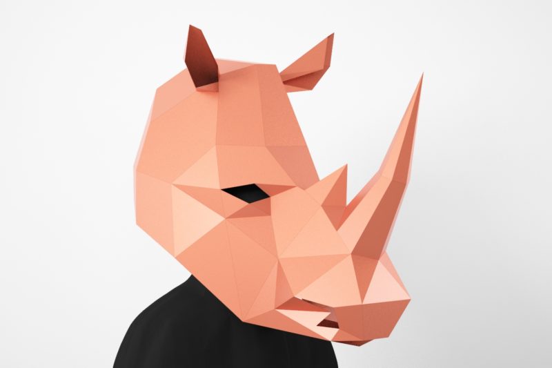 Rhino Low Poly Mask, DIY Paper Craft Mask Rhino, PDF Template For 3D ...