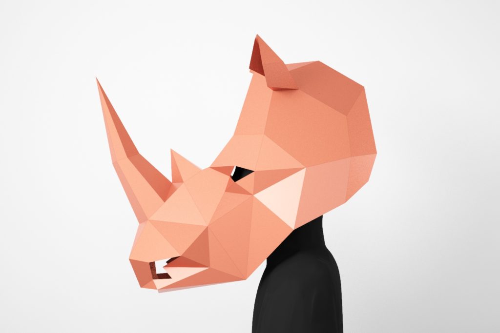Rhino Low Poly Mask, DIY Paper Craft Mask Rhino, PDF Template For 3D ...