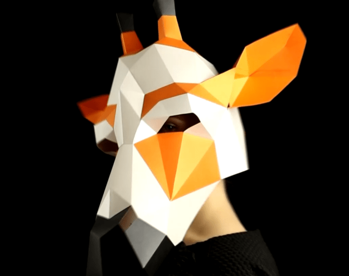 Giraffe Mask DIY, Low Poly Mask, Paper Craft Mask, Pdf Template 3D Mask