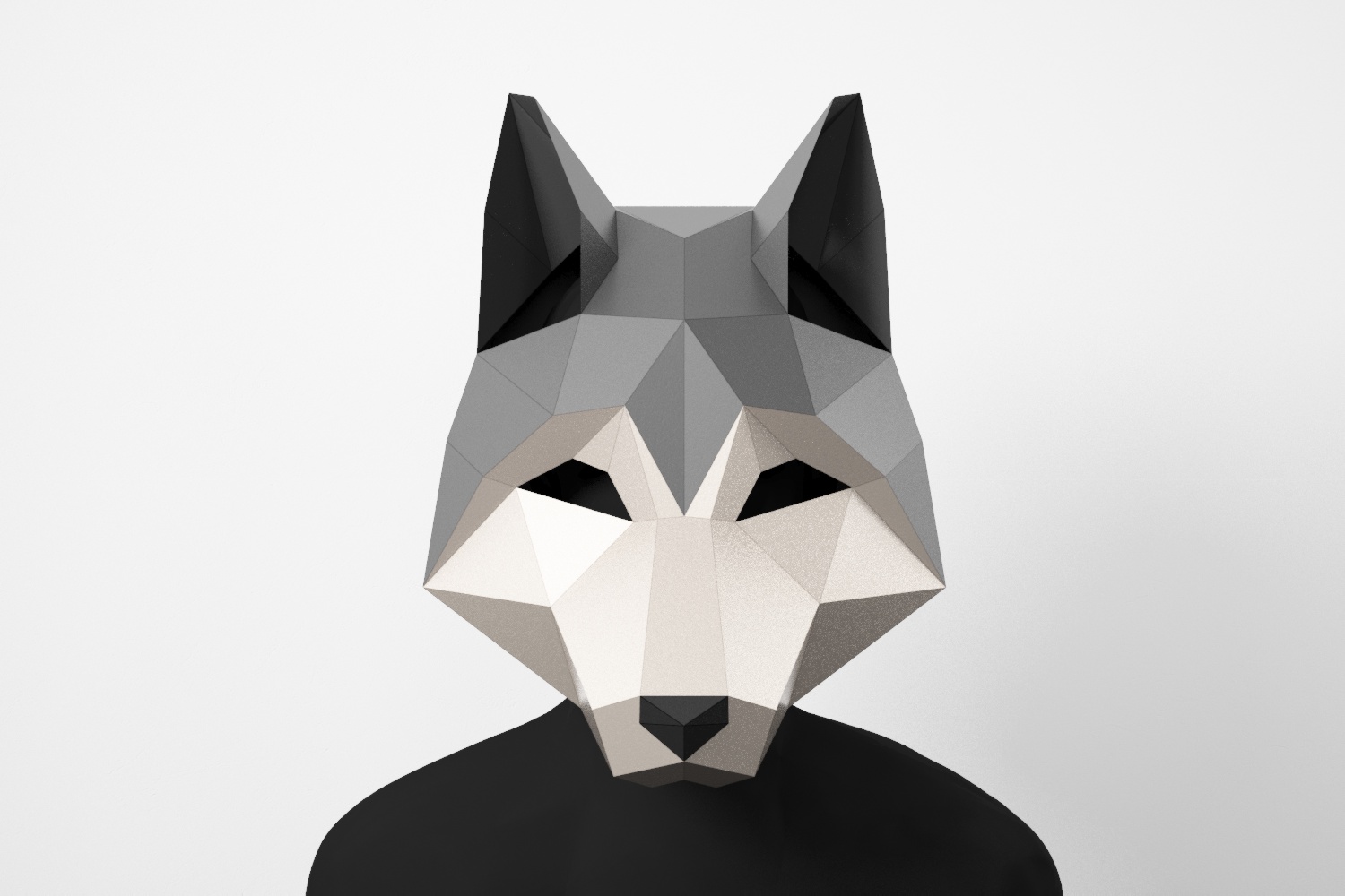 Wolf Low Poly Mask, DIY Paper Craft Mask Wolf, PDF Template For 3D
