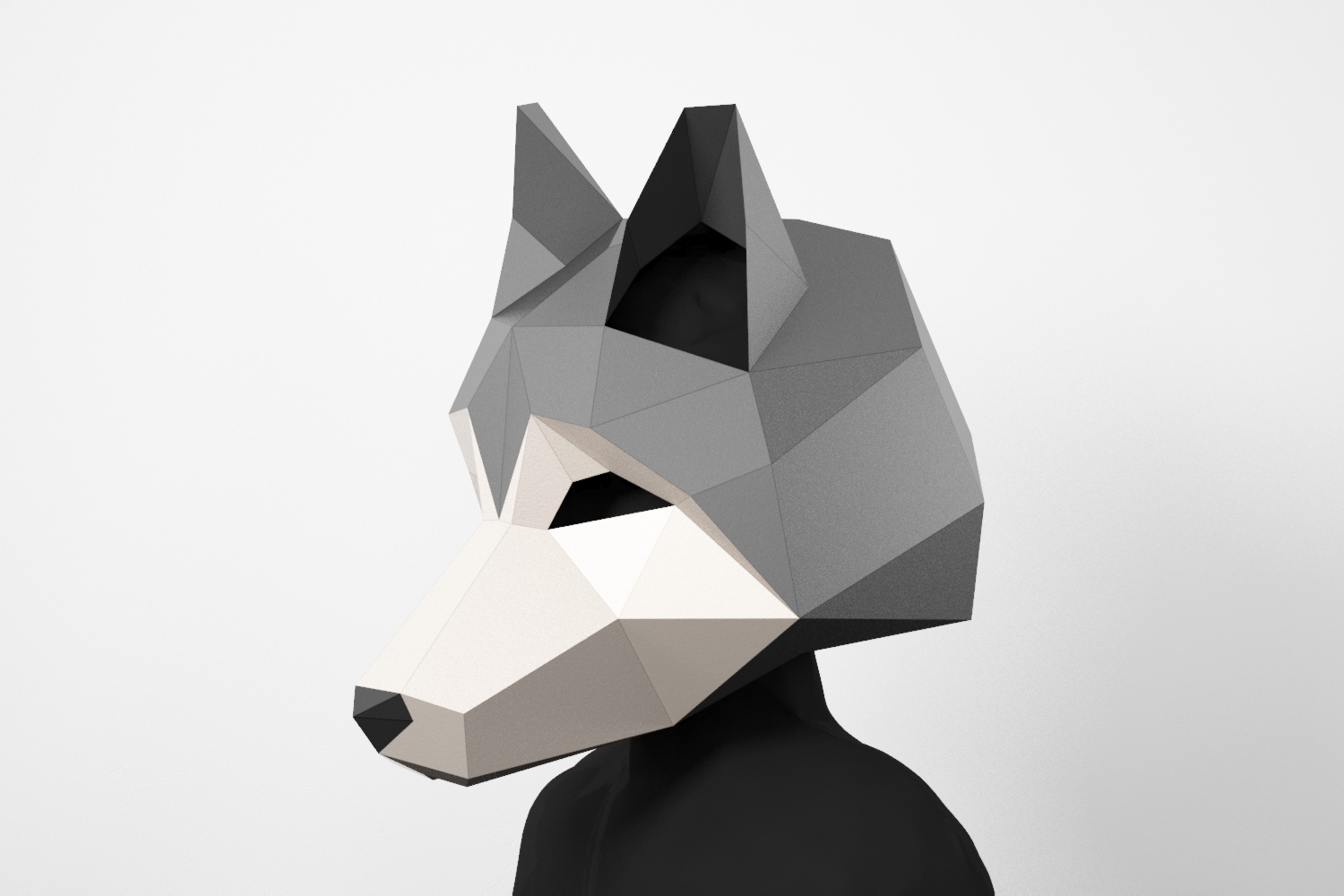 Wolf Low Poly Mask Diy Paper Craft Mask Wolf Pdf Template For 3d