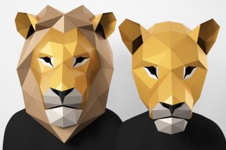 Papercraft leijonan ja leijonan naamio