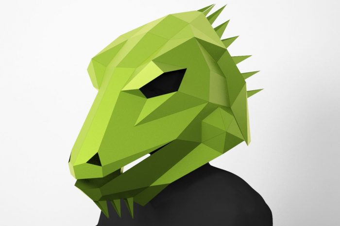 Iguana Papercraft Mask