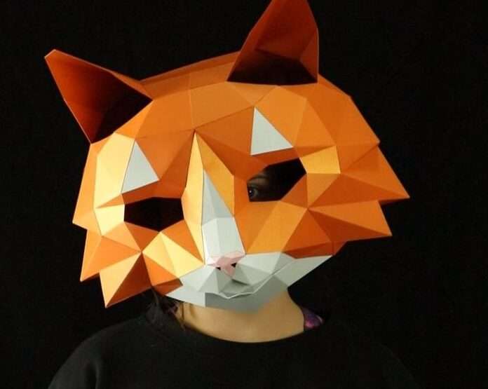 Siberian Cat mask PDF template for assembly from paper