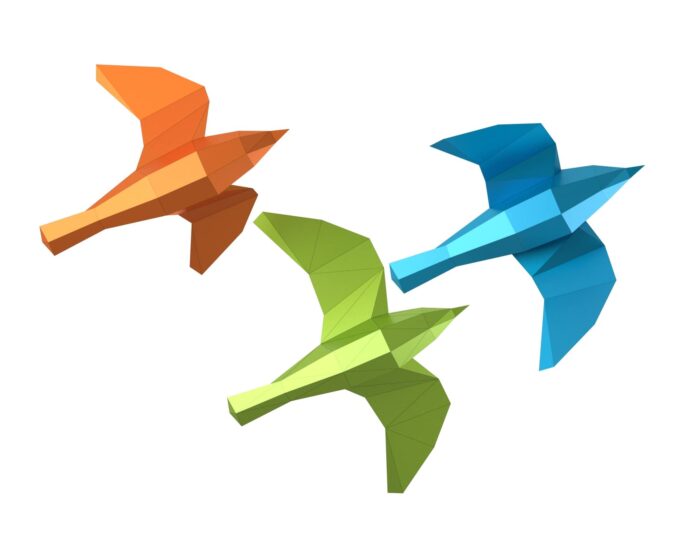 Bird in 3 variants papercraft pdf scheme