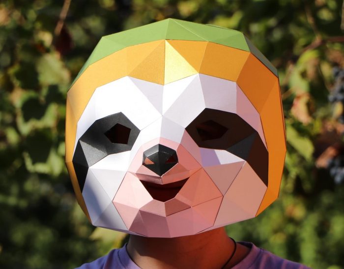 papercraft luiaard masker