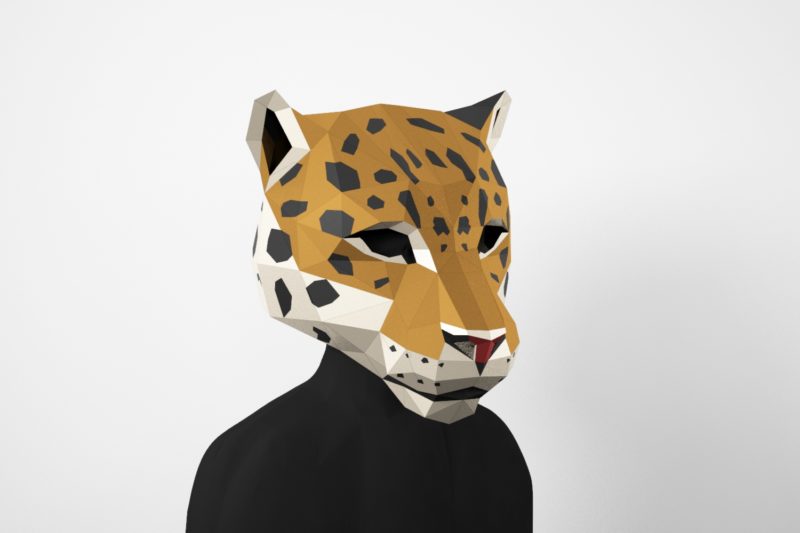 Polygonal jaguar mask, pdf template for papercraft - LACRAFTA