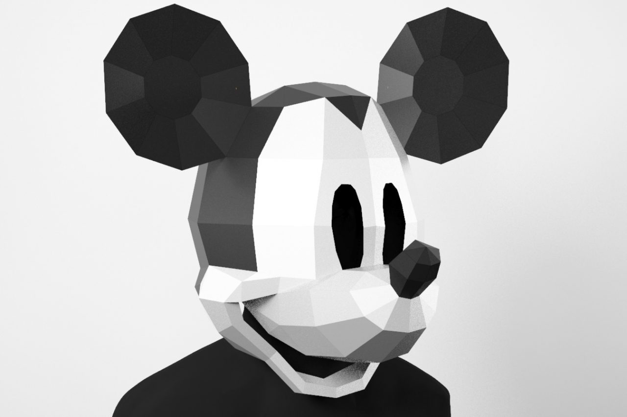 Mickey Mouse Mask Large Polygonal Mask PDF Template - LACRAFTA