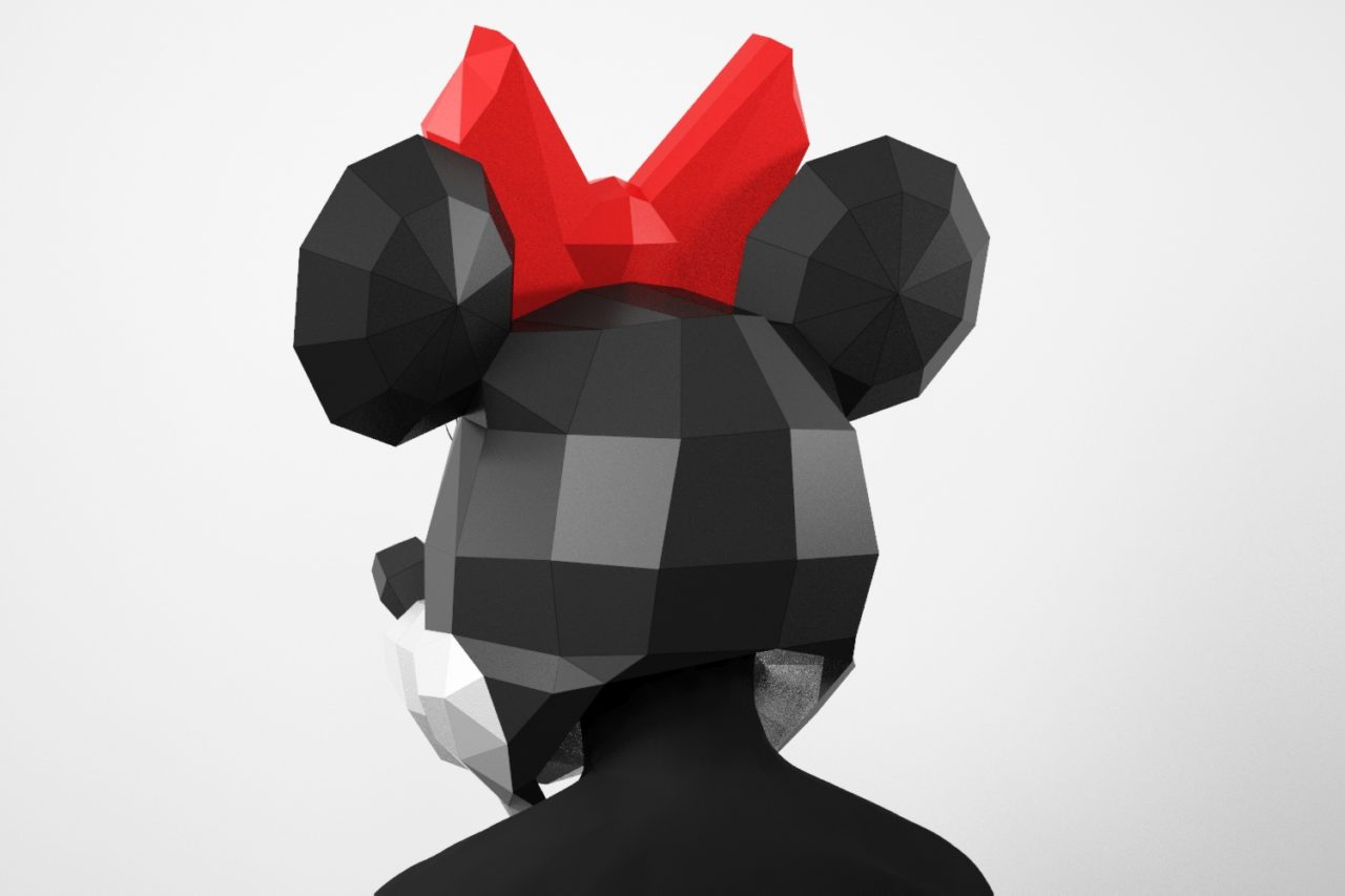 Minnie Mouse Mask Large Polygonal Mask PDF Template - LACRAFTA