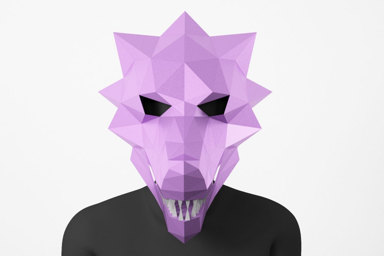 Bad Wolf mask PDF template with beautiful straight teeth - LACRAFTA
