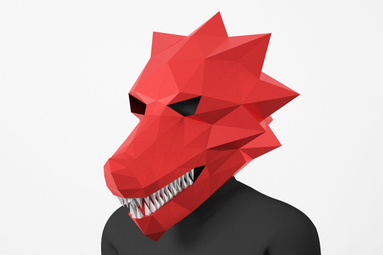 Bad Wolf mask PDF template with beautiful straight teeth - LACRAFTA