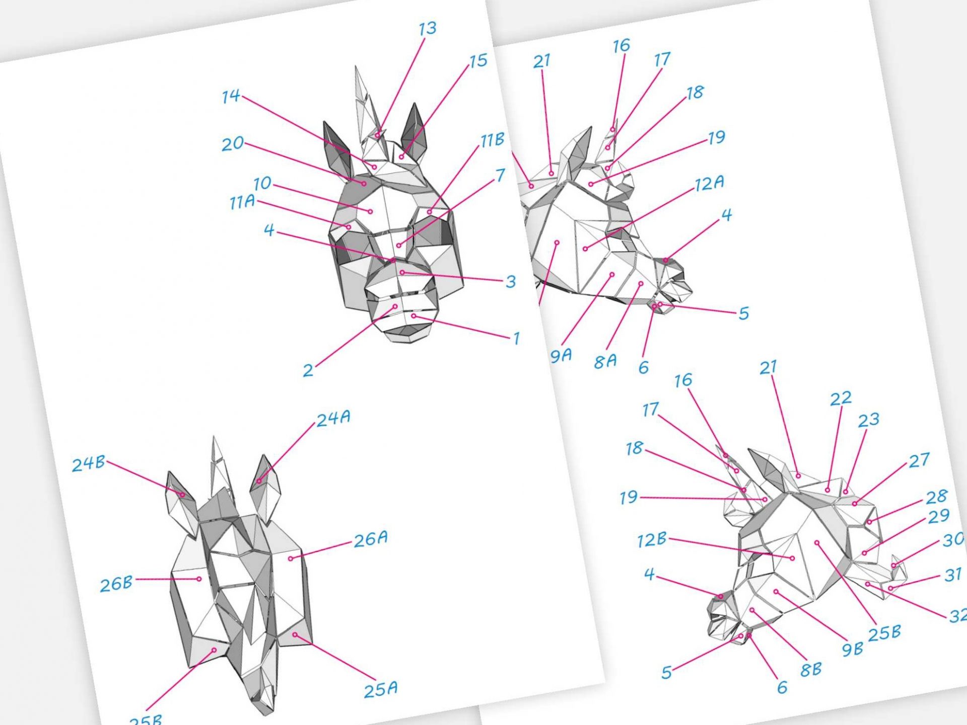 Rainbow Unicorn Mask PDF Template - LACRAFTA