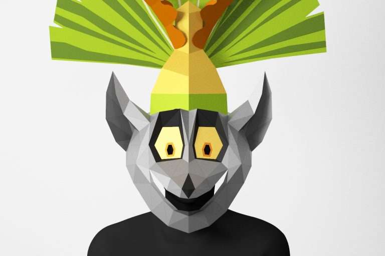 Lemur Mask, King of Lemurs, PDF Template, Paper Craft Mask - LACRAFTA