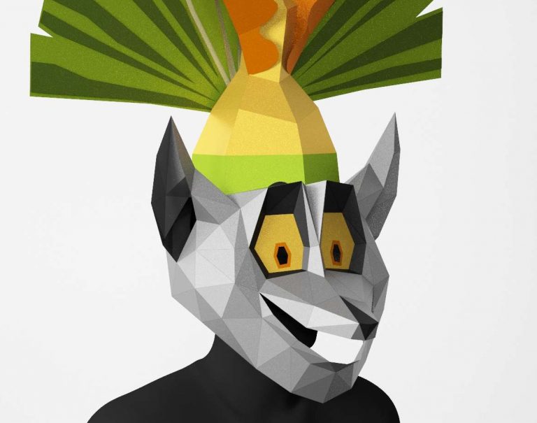 Lemur Mask, King of Lemurs, PDF Template, Paper Craft Mask - LACRAFTA