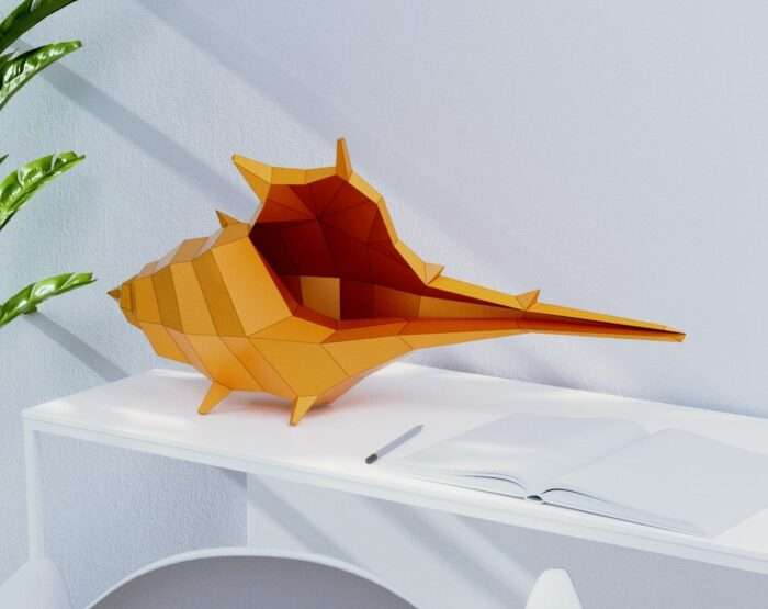 3D Papercraft "Nautilus Shell" – DIY Polygonal Sculpture Template