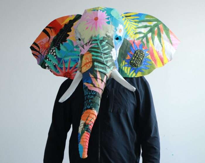 Elephant Mask Template – 3D Wall Decor or Wearable Mask – DIY Pattern for Cardboard or EVA Foam