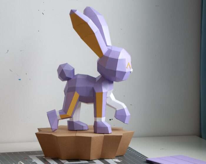 Walking Bunny Papercraft Sculpture – PDF Template