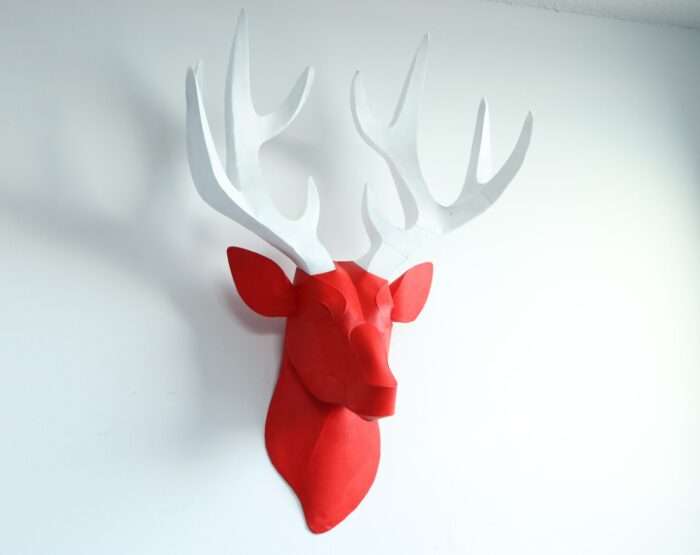 DIY Deer Head Décor Papercraft – Modern Style, Detachable Antlers, Paintable 3D Canvas