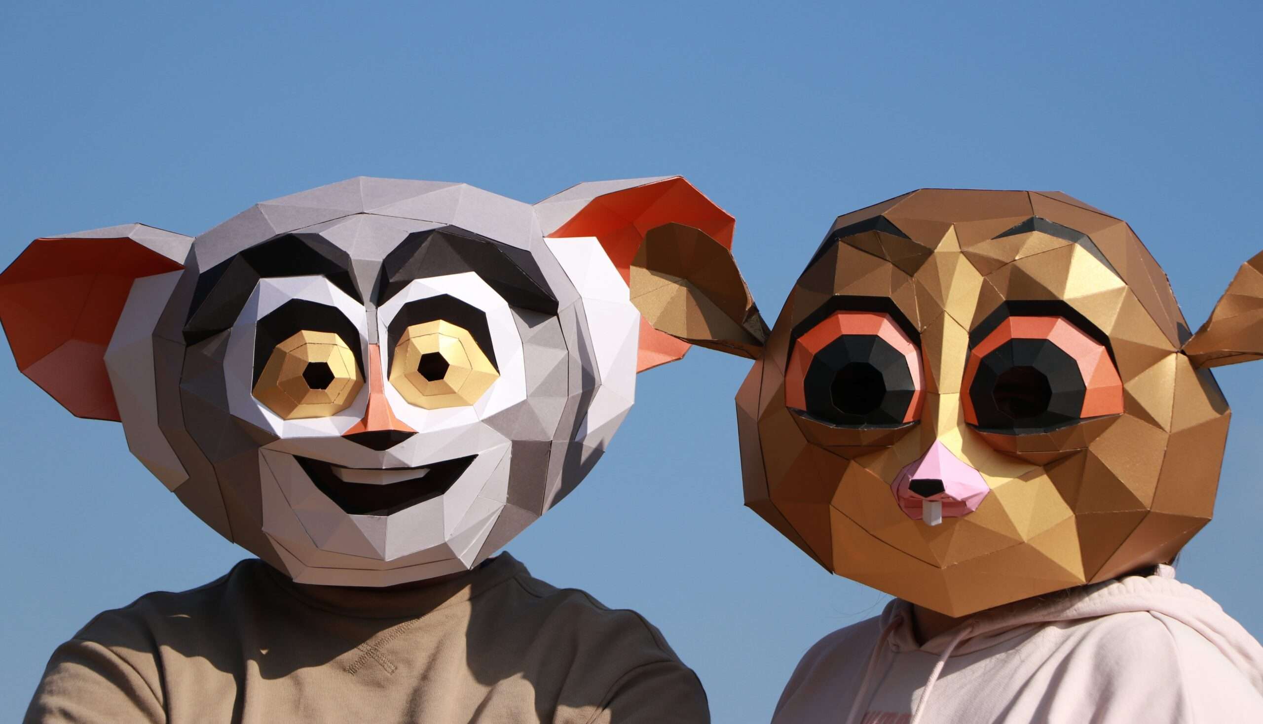 Cute Cartoon Aye-Aye & Chinchilla Masks Papercraft