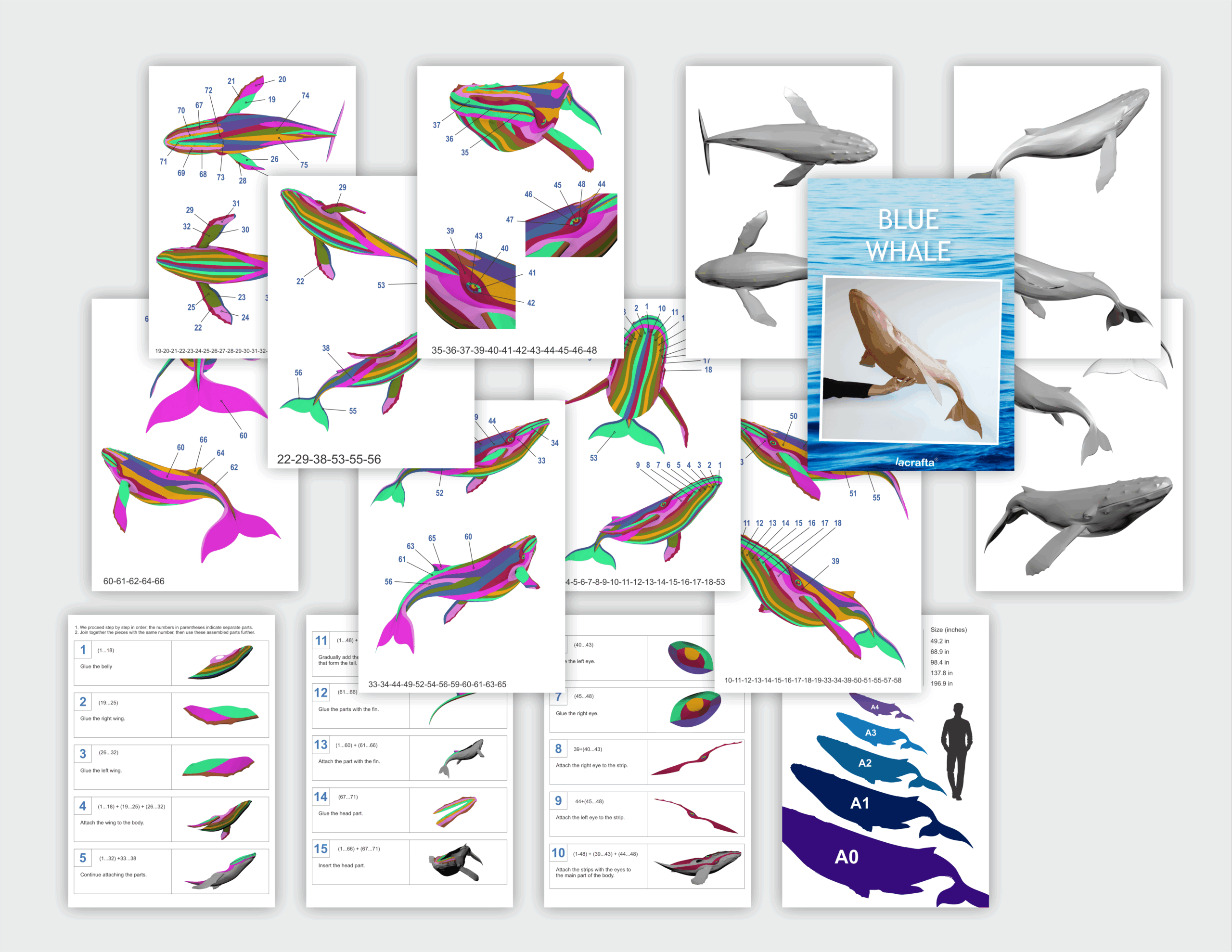 Whale Papercraft Sculpture Template — Paper & EVA Foam DIY Model, Pdf, Dxf, Svg - Image 10