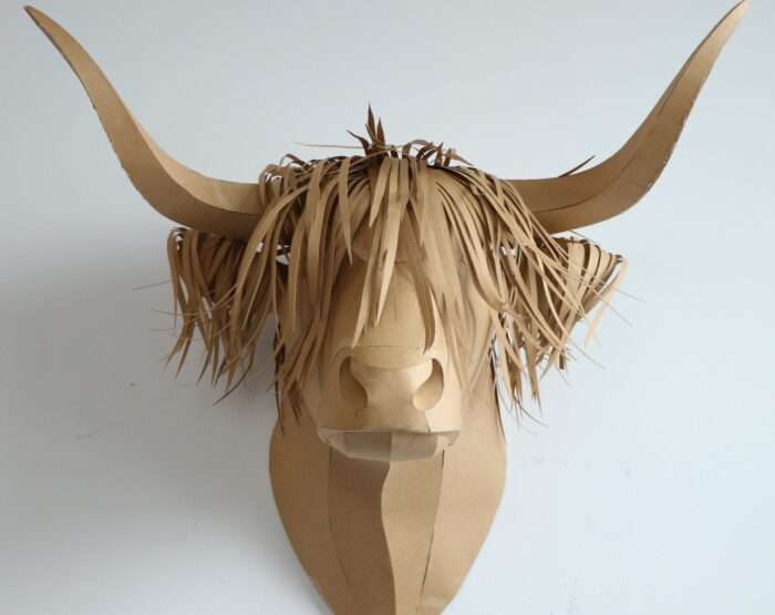 Highland Cow Papercraft Wall Sculpture