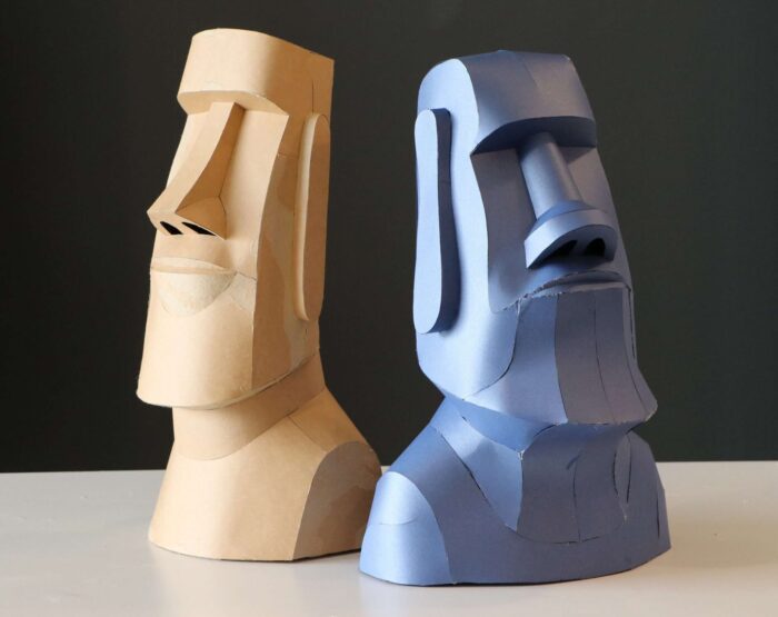 Easter Island Moai Head – 2 Papercraft Templates (Design 1 & 2, DIY Sculpture Bundle)